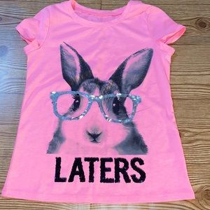 🌻3/$18 Justice pink Bunny shirt size 10